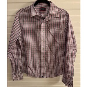 UNTUCKit Small Slim Fit Pink Plaid Wrinkle Free Long Sleeve Shirt‎